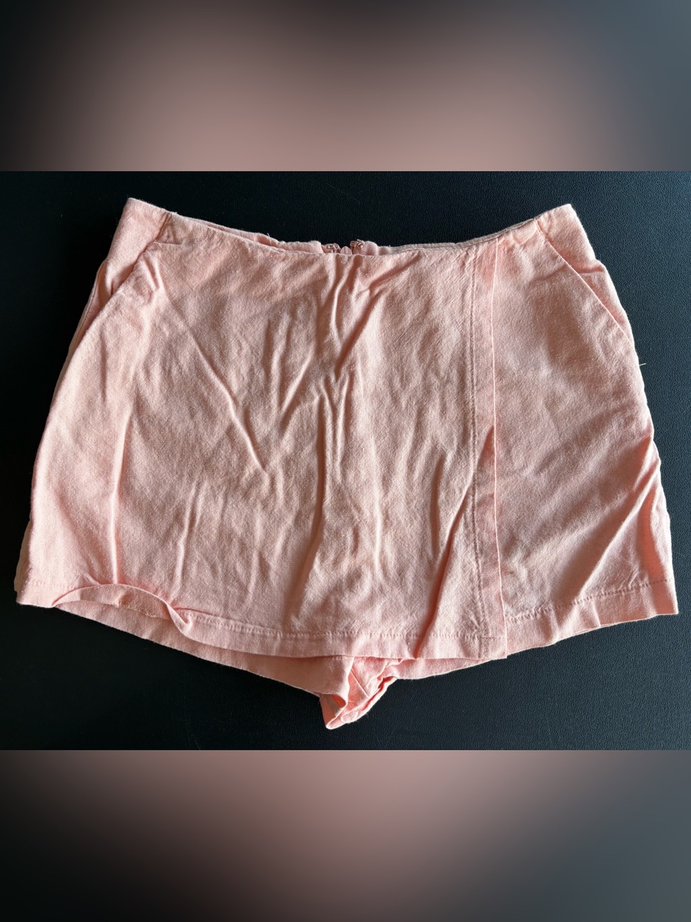 Forever 21 Peach High-Waist Linen-Blend Skort